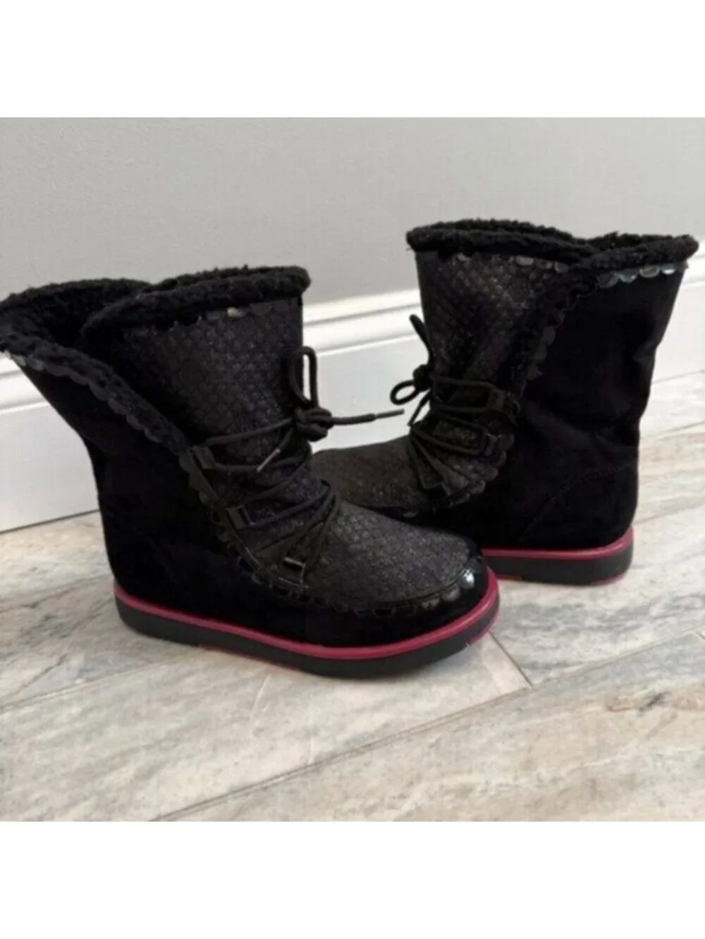 Land's End Girls Youth Size 3 Black Boots Retails $80